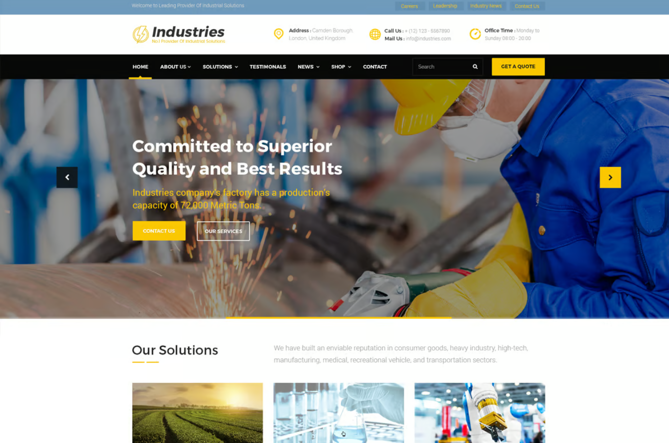 Website production for industrial manufacturing enterprises